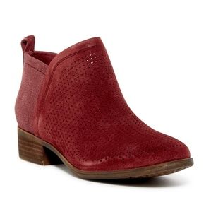 TOMS Dark Red Deia Block Heel Booties NWOT
